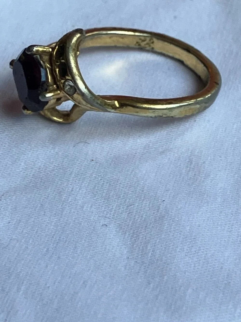 Vintage 925 Gold Vermeil Garnet Bypass Ring Size 9.5 - AS IS / Missing Stones